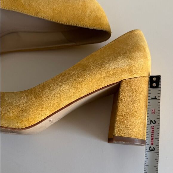 Marc Fisher CAITLIN Yellow Leather Suede Block Heel Pumps Pointed Toe Size 6.5M - Picture 6 of 12